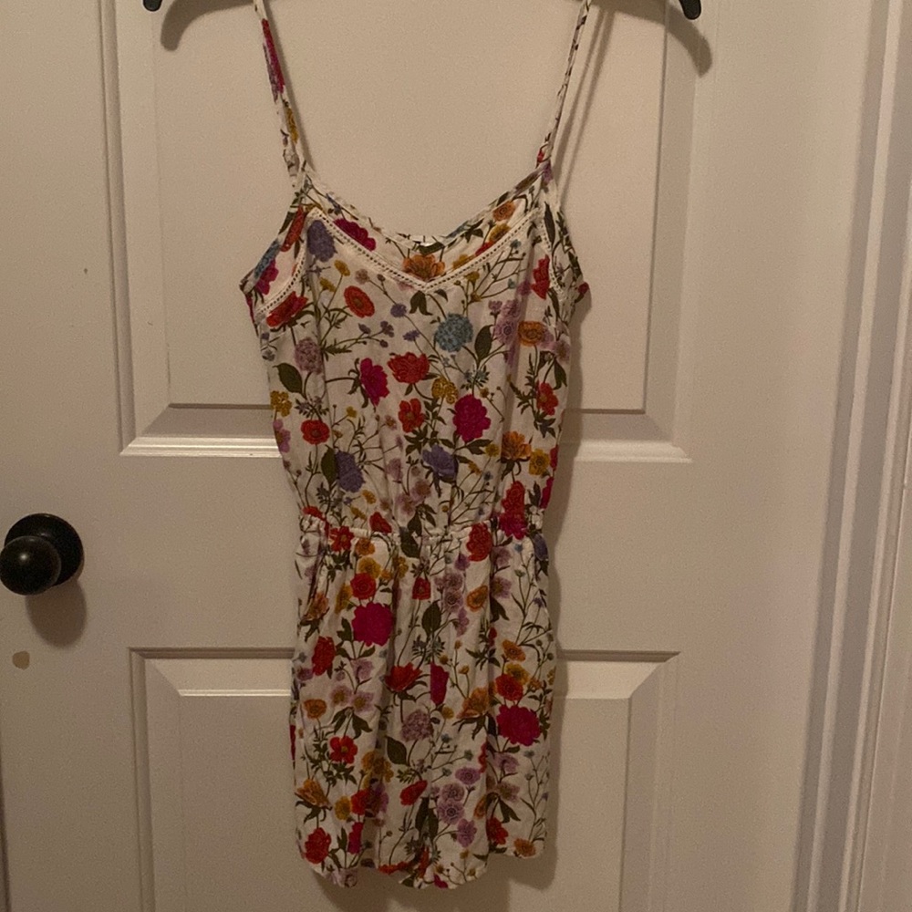 H & M Divided Floral Romper with Pockets